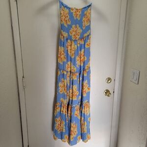 Able The Label Floral Blue and Orange Maxi Dress